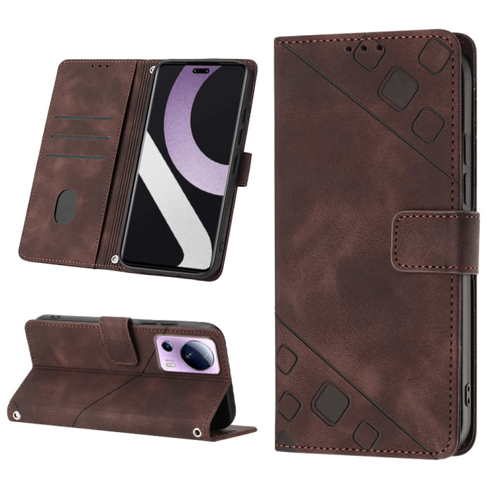 Estuche para teléfono de cuero en relieve con tacto de piel, For Xiaomi 12, For Xiaomi 12 Lite, For Xiaomi 12 Pro, For Xiaomi 12 Ultra / 12S Ultra, For Xiaomi Civi 2, For Xiaomi Poco C40, For Xiaomi Poco M4 5G / M5 4G, For Xiaomi Poco M4 Pro 4G        ...