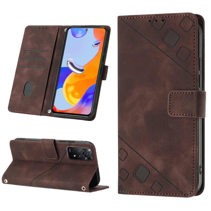 Estuche para teléfono de cuero en relieve con tacto de piel, For Xiaomi Redmi Note 11 Pro 5G / 4G, For Xiaomi Redmi Note 11s / 11 4G, For Xiaomi Redmi Note 11T Pro 5G / 11T Pro+ 5G