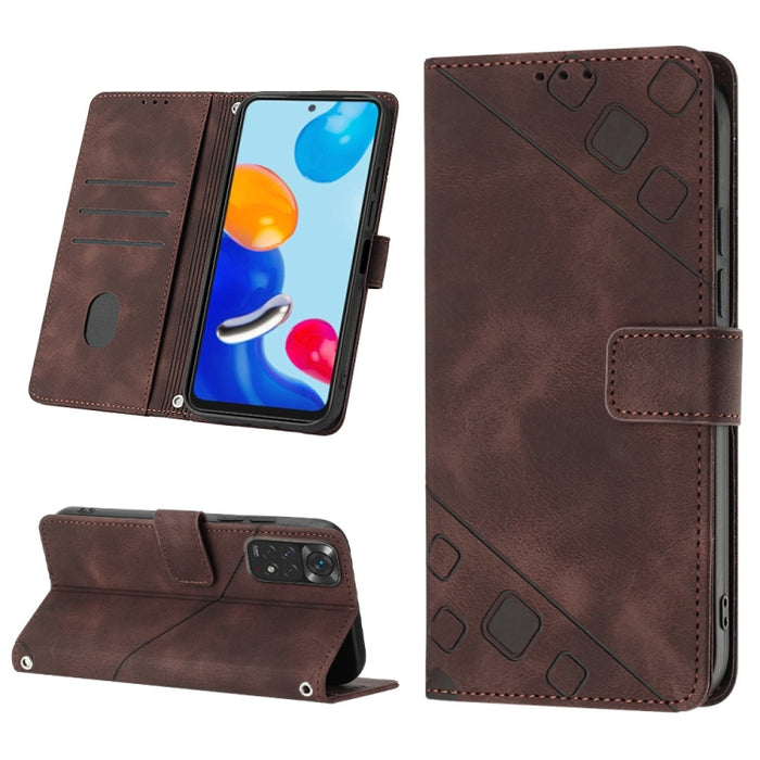 Estuche para teléfono de cuero en relieve con tacto de piel, For Xiaomi Redmi Note 11 Pro 5G / 4G, For Xiaomi Redmi Note 11s / 11 4G, For Xiaomi Redmi Note 11T Pro 5G / 11T Pro+ 5G