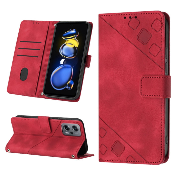 Estuche para teléfono de cuero en relieve con tacto de piel, For Xiaomi Redmi Note 11 Pro 5G / 4G, For Xiaomi Redmi Note 11s / 11 4G, For Xiaomi Redmi Note 11T Pro 5G / 11T Pro+ 5G