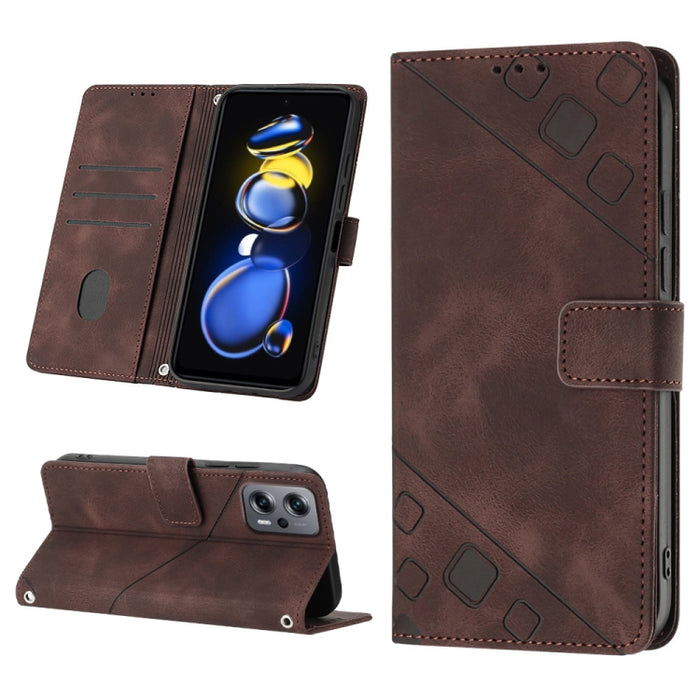 Estuche para teléfono de cuero en relieve con tacto de piel, For Xiaomi Redmi Note 11 Pro 5G / 4G, For Xiaomi Redmi Note 11s / 11 4G, For Xiaomi Redmi Note 11T Pro 5G / 11T Pro+ 5G