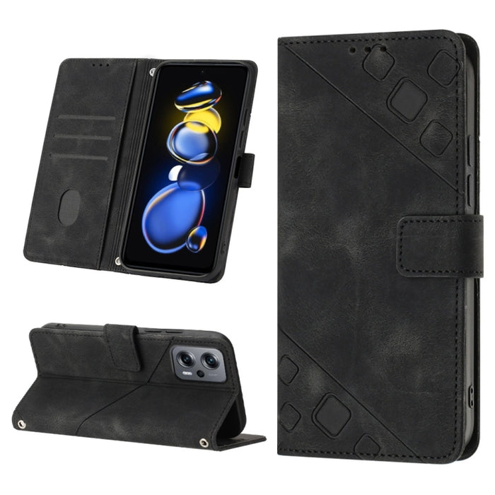 Estuche para teléfono de cuero en relieve con tacto de piel, For Xiaomi Redmi Note 11 Pro 5G / 4G, For Xiaomi Redmi Note 11s / 11 4G, For Xiaomi Redmi Note 11T Pro 5G / 11T Pro+ 5G