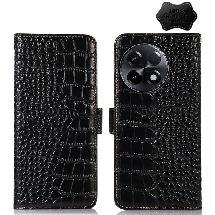 Estuche para teléfono de piel de vaca con capa superior de cocodrilo, For OnePlus Ace 2 5G, For Xiaomi Redmi 12C / 11A