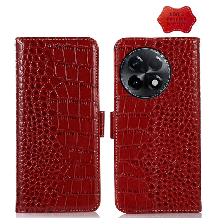 Estuche para teléfono de piel de vaca con capa superior de cocodrilo, For OnePlus Ace 2 5G, For Xiaomi Redmi 12C / 11A