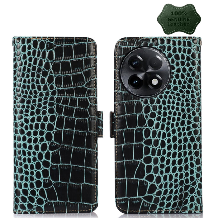 Estuche para teléfono de piel de vaca con capa superior de cocodrilo, For OnePlus Ace 2 5G, For Xiaomi Redmi 12C / 11A