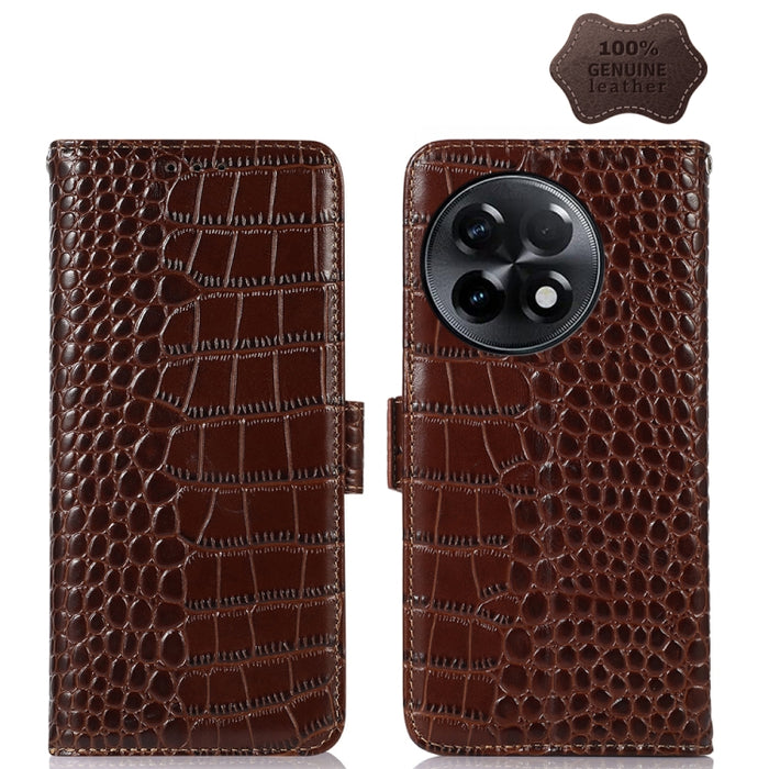 Estuche para teléfono de piel de vaca con capa superior de cocodrilo, For OnePlus Ace 2 5G, For Xiaomi Redmi 12C / 11A