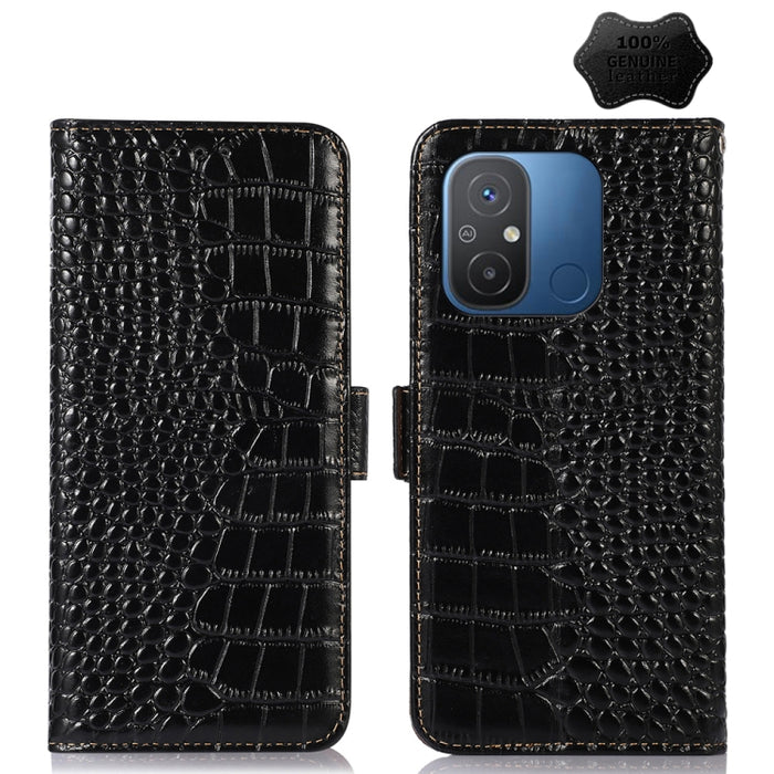 Estuche para teléfono de piel de vaca con capa superior de cocodrilo, For OnePlus Ace 2 5G, For Xiaomi Redmi 12C / 11A