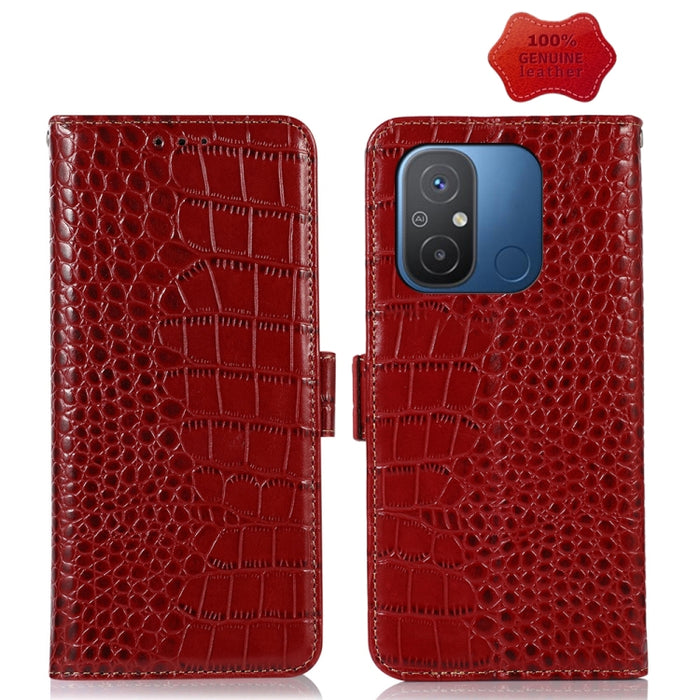 Estuche para teléfono de piel de vaca con capa superior de cocodrilo, For OnePlus Ace 2 5G, For Xiaomi Redmi 12C / 11A