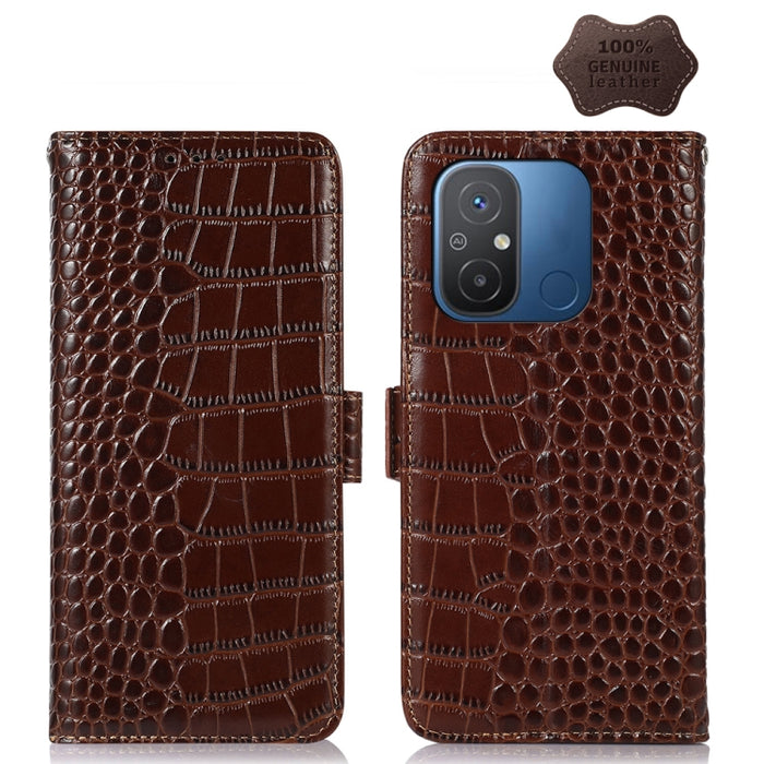 Estuche para teléfono de piel de vaca con capa superior de cocodrilo, For OnePlus Ace 2 5G, For Xiaomi Redmi 12C / 11A