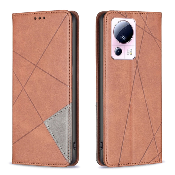 Estuche para teléfono de cuero magnético invisible prismático, For Xiaomi 13 Lite / Civi 2