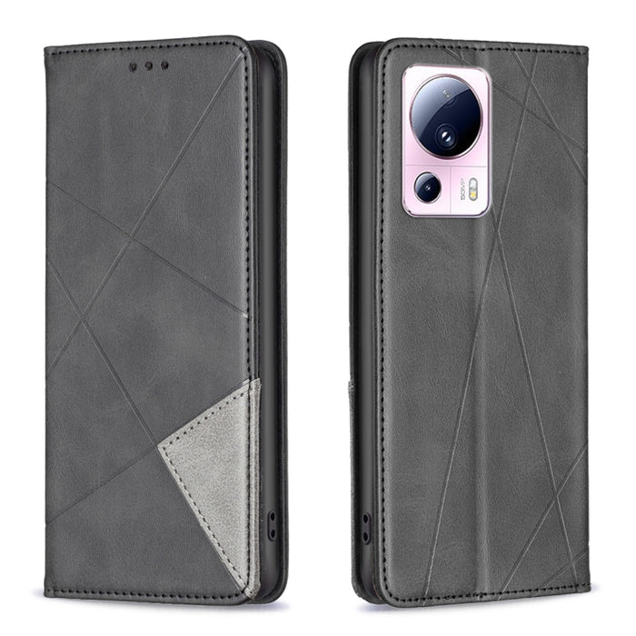 Estuche para teléfono de cuero magnético invisible prismático, For Xiaomi 13 Lite / Civi 2