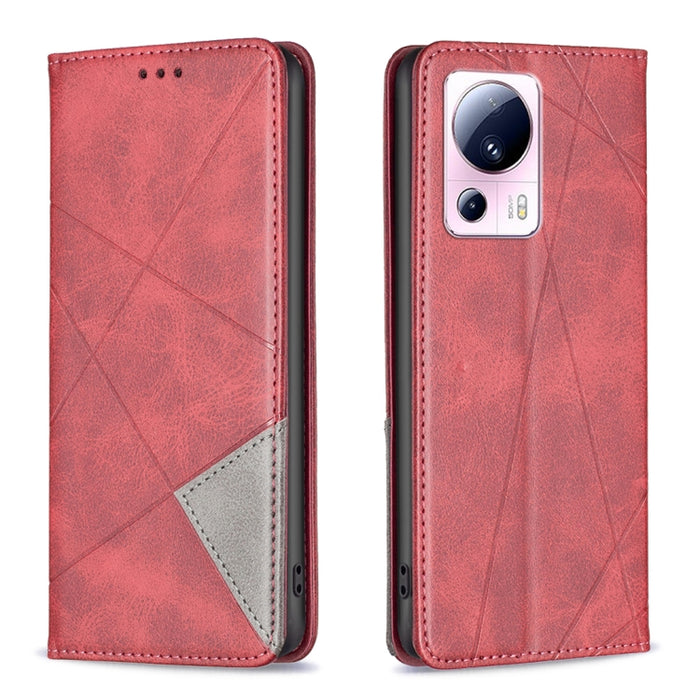 Estuche para teléfono de cuero magnético invisible prismático, For Xiaomi 13 Lite / Civi 2