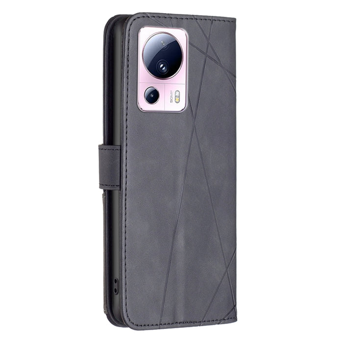Caja de teléfono de cuero con textura de rombos con hebilla magnética, For Xiaomi 13 Lite / Civi 2