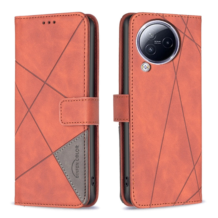 Caja de teléfono de cuero con textura de rombos con hebilla magnética, For Xiaomi Poco M6 4G / Redmi 13 4G, For Xiaomi Redmi Note 13 Pro 4G Global, For Xiaomi Poco M6 Pro 4G, For Xiaomi Redmi A3, For Xiaomi Redmi Note 13 4G Global, For Xiaomi Redmi K70...