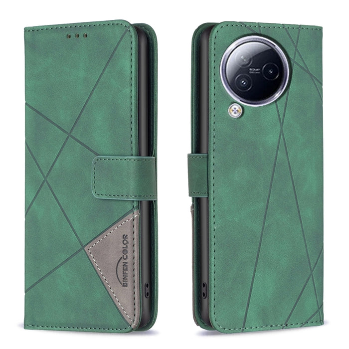 Caja de teléfono de cuero con textura de rombos con hebilla magnética, For Xiaomi Poco M6 4G / Redmi 13 4G, For Xiaomi Redmi Note 13 Pro 4G Global, For Xiaomi Poco M6 Pro 4G, For Xiaomi Redmi A3, For Xiaomi Redmi Note 13 4G Global, For Xiaomi Redmi K70...