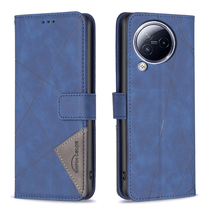 Caja de teléfono de cuero con textura de rombos con hebilla magnética, For Xiaomi Poco M6 4G / Redmi 13 4G, For Xiaomi Redmi Note 13 Pro 4G Global, For Xiaomi Poco M6 Pro 4G, For Xiaomi Redmi A3, For Xiaomi Redmi Note 13 4G Global, For Xiaomi Redmi K70...