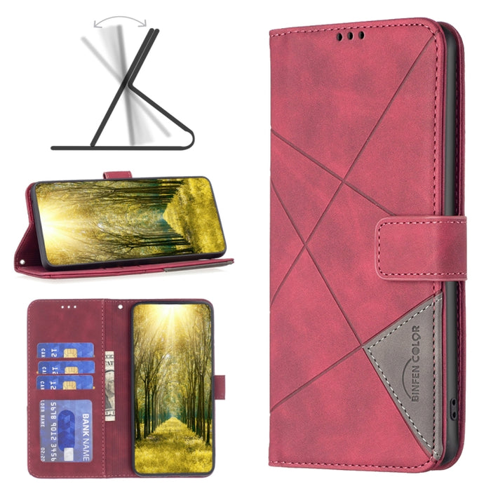 Caja de teléfono de cuero con textura de rombos con hebilla magnética, For Xiaomi Poco M6 4G / Redmi 13 4G, For Xiaomi Redmi Note 13 Pro 4G Global, For Xiaomi Poco M6 Pro 4G, For Xiaomi Redmi A3, For Xiaomi Redmi Note 13 4G Global, For Xiaomi Redmi K70...