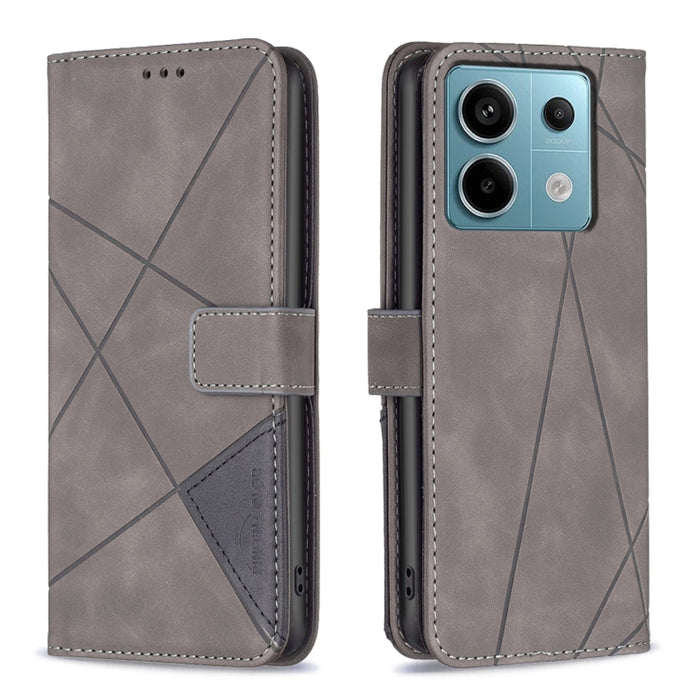 Caja de teléfono de cuero con textura de rombos con hebilla magnética, For Xiaomi Poco M6 4G / Redmi 13 4G, For Xiaomi Redmi Note 13 Pro 4G Global, For Xiaomi Poco M6 Pro 4G, For Xiaomi Redmi A3, For Xiaomi Redmi Note 13 4G Global, For Xiaomi Redmi K70...