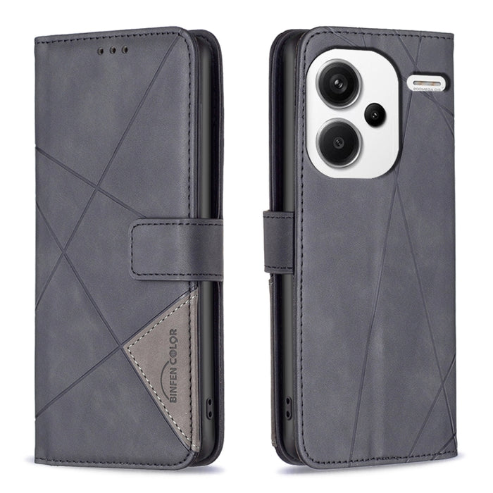 Caja de teléfono de cuero con textura de rombos con hebilla magnética, For Xiaomi Poco M6 4G / Redmi 13 4G, For Xiaomi Redmi Note 13 Pro 4G Global, For Xiaomi Poco M6 Pro 4G, For Xiaomi Redmi A3, For Xiaomi Redmi Note 13 4G Global, For Xiaomi Redmi K70...