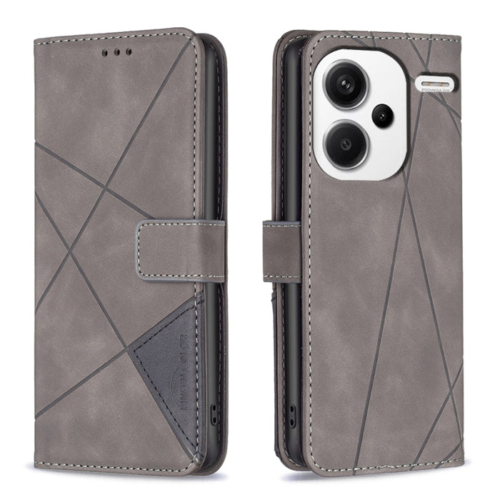 Caja de teléfono de cuero con textura de rombos con hebilla magnética, For Xiaomi Poco M6 4G / Redmi 13 4G, For Xiaomi Redmi Note 13 Pro 4G Global, For Xiaomi Poco M6 Pro 4G, For Xiaomi Redmi A3, For Xiaomi Redmi Note 13 4G Global, For Xiaomi Redmi K70...