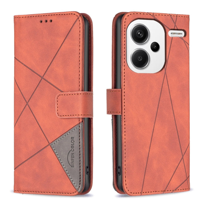 Caja de teléfono de cuero con textura de rombos con hebilla magnética, For Xiaomi Poco M6 4G / Redmi 13 4G, For Xiaomi Redmi Note 13 Pro 4G Global, For Xiaomi Poco M6 Pro 4G, For Xiaomi Redmi A3, For Xiaomi Redmi Note 13 4G Global, For Xiaomi Redmi K70...