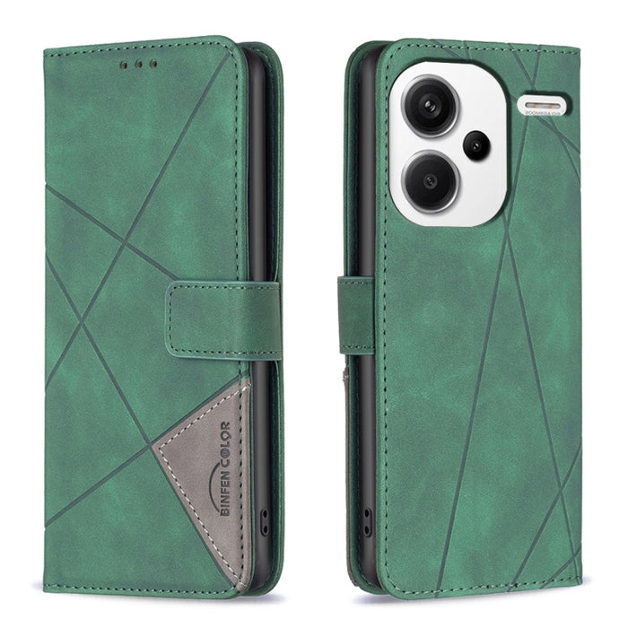 Caja de teléfono de cuero con textura de rombos con hebilla magnética, For Xiaomi Poco M6 4G / Redmi 13 4G, For Xiaomi Redmi Note 13 Pro 4G Global, For Xiaomi Poco M6 Pro 4G, For Xiaomi Redmi A3, For Xiaomi Redmi Note 13 4G Global, For Xiaomi Redmi K70...
