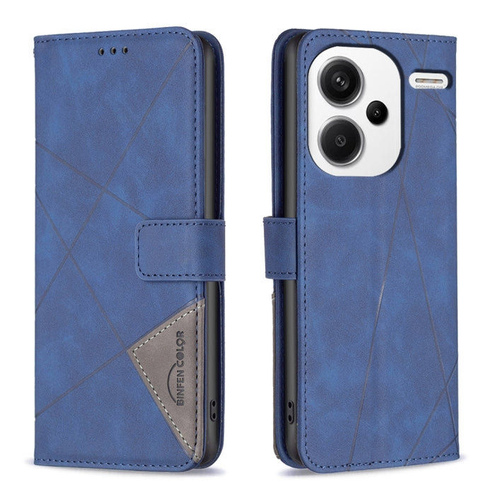 Caja de teléfono de cuero con textura de rombos con hebilla magnética, For Xiaomi Poco M6 4G / Redmi 13 4G, For Xiaomi Redmi Note 13 Pro 4G Global, For Xiaomi Poco M6 Pro 4G, For Xiaomi Redmi A3, For Xiaomi Redmi Note 13 4G Global, For Xiaomi Redmi K70...
