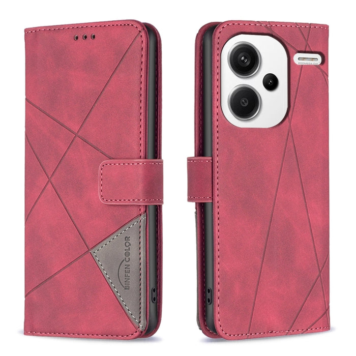 Caja de teléfono de cuero con textura de rombos con hebilla magnética, For Xiaomi Poco M6 4G / Redmi 13 4G, For Xiaomi Redmi Note 13 Pro 4G Global, For Xiaomi Poco M6 Pro 4G, For Xiaomi Redmi A3, For Xiaomi Redmi Note 13 4G Global, For Xiaomi Redmi K70...