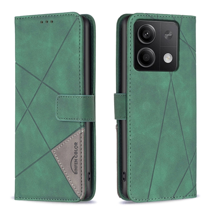 Caja de teléfono de cuero con textura de rombos con hebilla magnética, For Xiaomi Poco M6 4G / Redmi 13 4G, For Xiaomi Redmi Note 13 Pro 4G Global, For Xiaomi Poco M6 Pro 4G, For Xiaomi Redmi A3, For Xiaomi Redmi Note 13 4G Global, For Xiaomi Redmi K70...