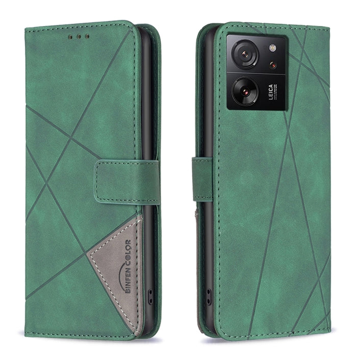 Caja de teléfono de cuero con textura de rombos con hebilla magnética, For Xiaomi Poco M6 4G / Redmi 13 4G, For Xiaomi Redmi Note 13 Pro 4G Global, For Xiaomi Poco M6 Pro 4G, For Xiaomi Redmi A3, For Xiaomi Redmi Note 13 4G Global, For Xiaomi Redmi K70...