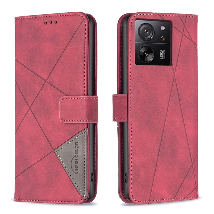 Caja de teléfono de cuero con textura de rombos con hebilla magnética, For Xiaomi Poco M6 4G / Redmi 13 4G, For Xiaomi Redmi Note 13 Pro 4G Global, For Xiaomi Poco M6 Pro 4G, For Xiaomi Redmi A3, For Xiaomi Redmi Note 13 4G Global, For Xiaomi Redmi K70...