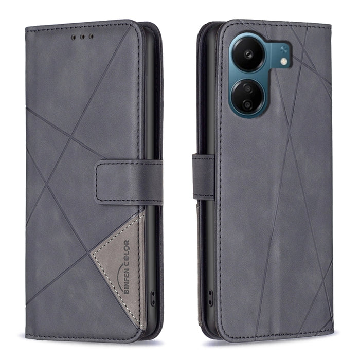 Caja de teléfono de cuero con textura de rombos con hebilla magnética, For Xiaomi Poco M6 4G / Redmi 13 4G, For Xiaomi Redmi Note 13 Pro 4G Global, For Xiaomi Poco M6 Pro 4G, For Xiaomi Redmi A3, For Xiaomi Redmi Note 13 4G Global, For Xiaomi Redmi K70...