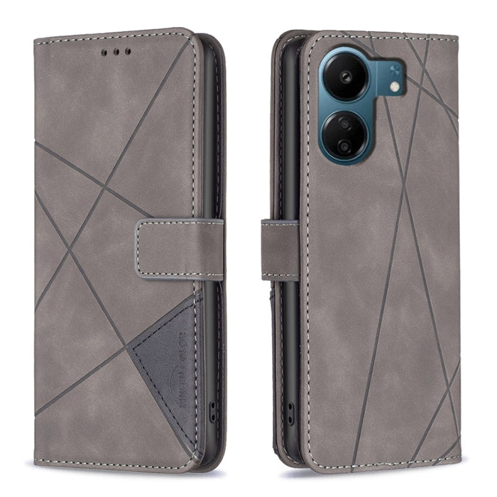 Caja de teléfono de cuero con textura de rombos con hebilla magnética, For Xiaomi Poco M6 4G / Redmi 13 4G, For Xiaomi Redmi Note 13 Pro 4G Global, For Xiaomi Poco M6 Pro 4G, For Xiaomi Redmi A3, For Xiaomi Redmi Note 13 4G Global, For Xiaomi Redmi K70...