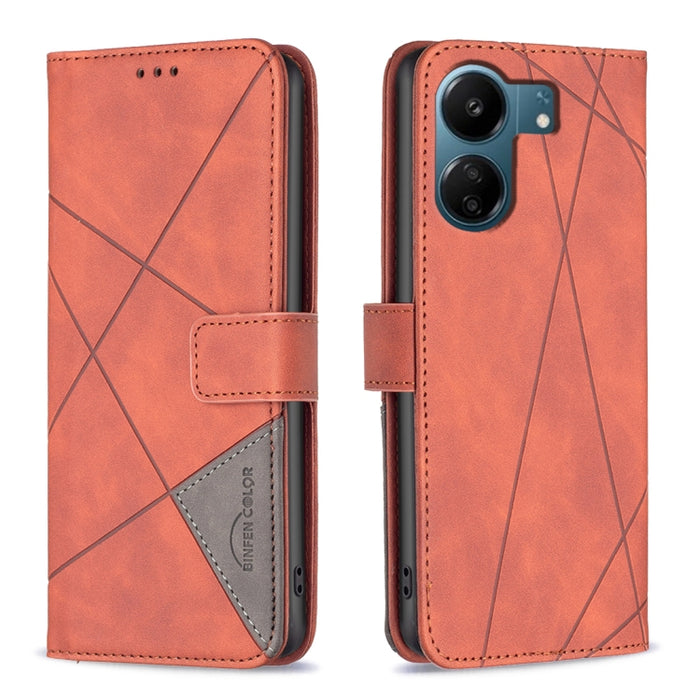 Caja de teléfono de cuero con textura de rombos con hebilla magnética, For Xiaomi Poco M6 4G / Redmi 13 4G, For Xiaomi Redmi Note 13 Pro 4G Global, For Xiaomi Poco M6 Pro 4G, For Xiaomi Redmi A3, For Xiaomi Redmi Note 13 4G Global, For Xiaomi Redmi K70...