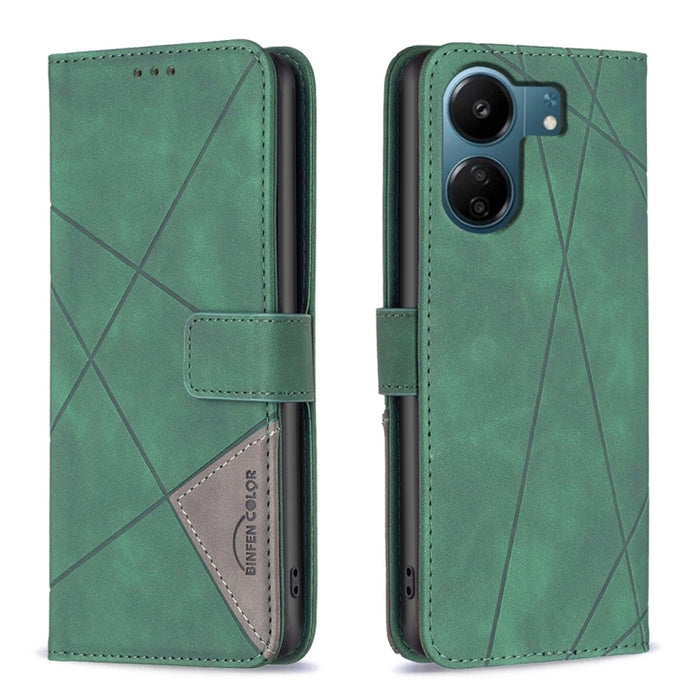 Caja de teléfono de cuero con textura de rombos con hebilla magnética, For Xiaomi Poco M6 4G / Redmi 13 4G, For Xiaomi Redmi Note 13 Pro 4G Global, For Xiaomi Poco M6 Pro 4G, For Xiaomi Redmi A3, For Xiaomi Redmi Note 13 4G Global, For Xiaomi Redmi K70...