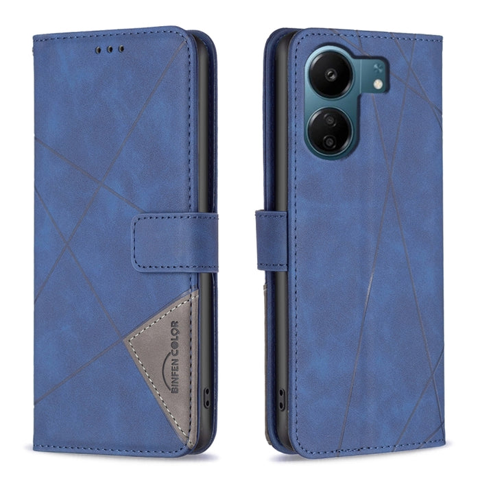 Caja de teléfono de cuero con textura de rombos con hebilla magnética, For Xiaomi Poco M6 4G / Redmi 13 4G, For Xiaomi Redmi Note 13 Pro 4G Global, For Xiaomi Poco M6 Pro 4G, For Xiaomi Redmi A3, For Xiaomi Redmi Note 13 4G Global, For Xiaomi Redmi K70...