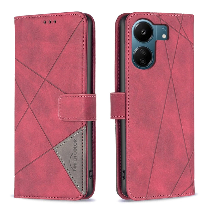 Caja de teléfono de cuero con textura de rombos con hebilla magnética, For Xiaomi Poco M6 4G / Redmi 13 4G, For Xiaomi Redmi Note 13 Pro 4G Global, For Xiaomi Poco M6 Pro 4G, For Xiaomi Redmi A3, For Xiaomi Redmi Note 13 4G Global, For Xiaomi Redmi K70...