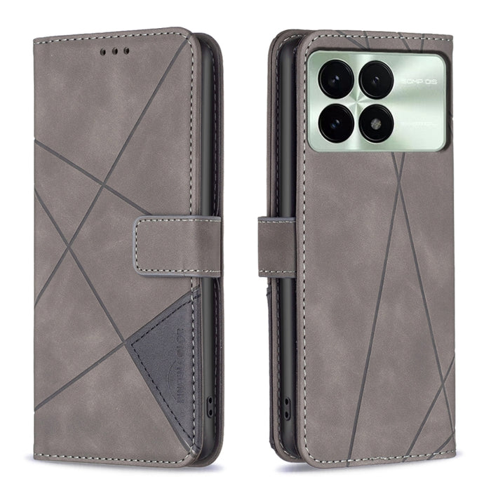 Caja de teléfono de cuero con textura de rombos con hebilla magnética, For Xiaomi Poco M6 4G / Redmi 13 4G, For Xiaomi Redmi Note 13 Pro 4G Global, For Xiaomi Poco M6 Pro 4G, For Xiaomi Redmi A3, For Xiaomi Redmi Note 13 4G Global, For Xiaomi Redmi K70...