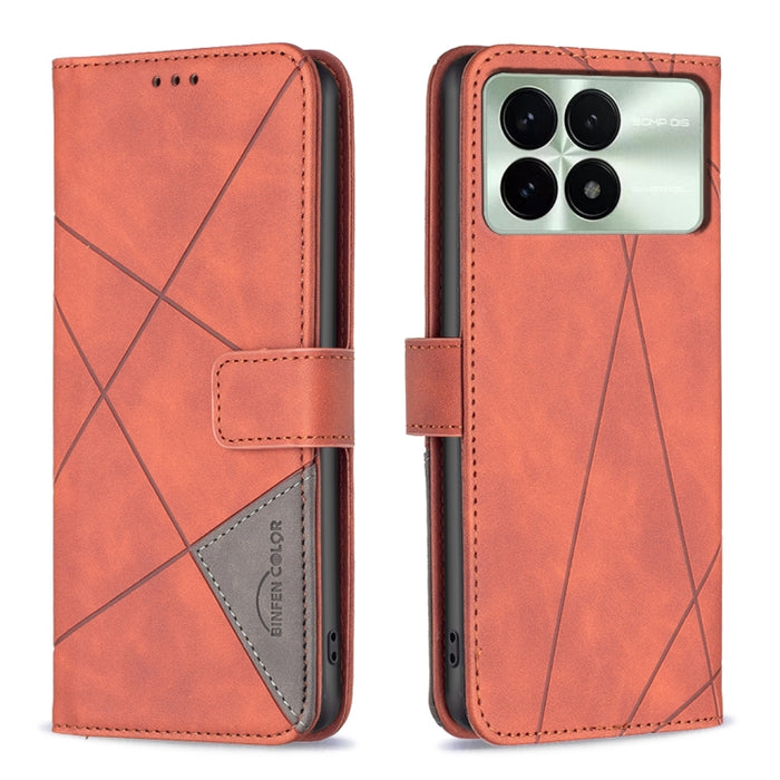 Caja de teléfono de cuero con textura de rombos con hebilla magnética, For Xiaomi Poco M6 4G / Redmi 13 4G, For Xiaomi Redmi Note 13 Pro 4G Global, For Xiaomi Poco M6 Pro 4G, For Xiaomi Redmi A3, For Xiaomi Redmi Note 13 4G Global, For Xiaomi Redmi K70...
