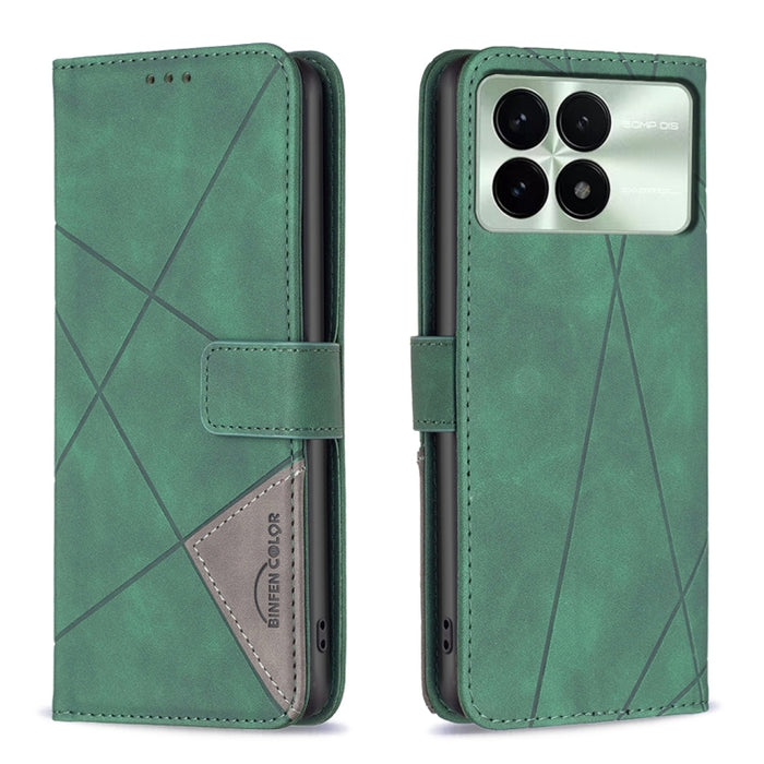 Caja de teléfono de cuero con textura de rombos con hebilla magnética, For Xiaomi Poco M6 4G / Redmi 13 4G, For Xiaomi Redmi Note 13 Pro 4G Global, For Xiaomi Poco M6 Pro 4G, For Xiaomi Redmi A3, For Xiaomi Redmi Note 13 4G Global, For Xiaomi Redmi K70...