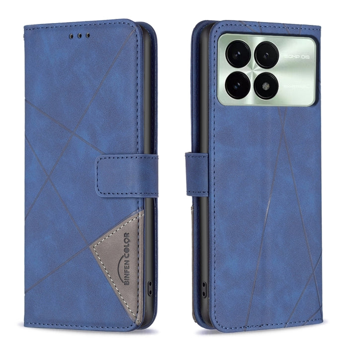 Caja de teléfono de cuero con textura de rombos con hebilla magnética, For Xiaomi Poco M6 4G / Redmi 13 4G, For Xiaomi Redmi Note 13 Pro 4G Global, For Xiaomi Poco M6 Pro 4G, For Xiaomi Redmi A3, For Xiaomi Redmi Note 13 4G Global, For Xiaomi Redmi K70...