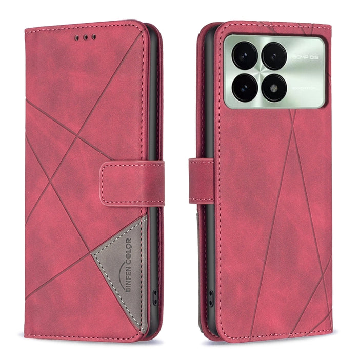 Caja de teléfono de cuero con textura de rombos con hebilla magnética, For Xiaomi Poco M6 4G / Redmi 13 4G, For Xiaomi Redmi Note 13 Pro 4G Global, For Xiaomi Poco M6 Pro 4G, For Xiaomi Redmi A3, For Xiaomi Redmi Note 13 4G Global, For Xiaomi Redmi K70...