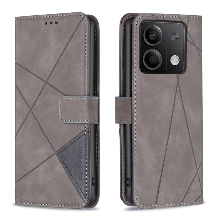Caja de teléfono de cuero con textura de rombos con hebilla magnética, For Xiaomi Poco M6 4G / Redmi 13 4G, For Xiaomi Redmi Note 13 Pro 4G Global, For Xiaomi Poco M6 Pro 4G, For Xiaomi Redmi A3, For Xiaomi Redmi Note 13 4G Global, For Xiaomi Redmi K70...