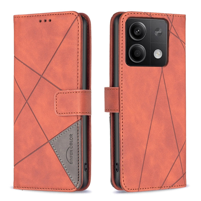 Caja de teléfono de cuero con textura de rombos con hebilla magnética, For Xiaomi Poco M6 4G / Redmi 13 4G, For Xiaomi Redmi Note 13 Pro 4G Global, For Xiaomi Poco M6 Pro 4G, For Xiaomi Redmi A3, For Xiaomi Redmi Note 13 4G Global, For Xiaomi Redmi K70...