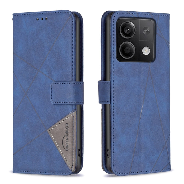 Caja de teléfono de cuero con textura de rombos con hebilla magnética, For Xiaomi Poco M6 4G / Redmi 13 4G, For Xiaomi Redmi Note 13 Pro 4G Global, For Xiaomi Poco M6 Pro 4G, For Xiaomi Redmi A3, For Xiaomi Redmi Note 13 4G Global, For Xiaomi Redmi K70...