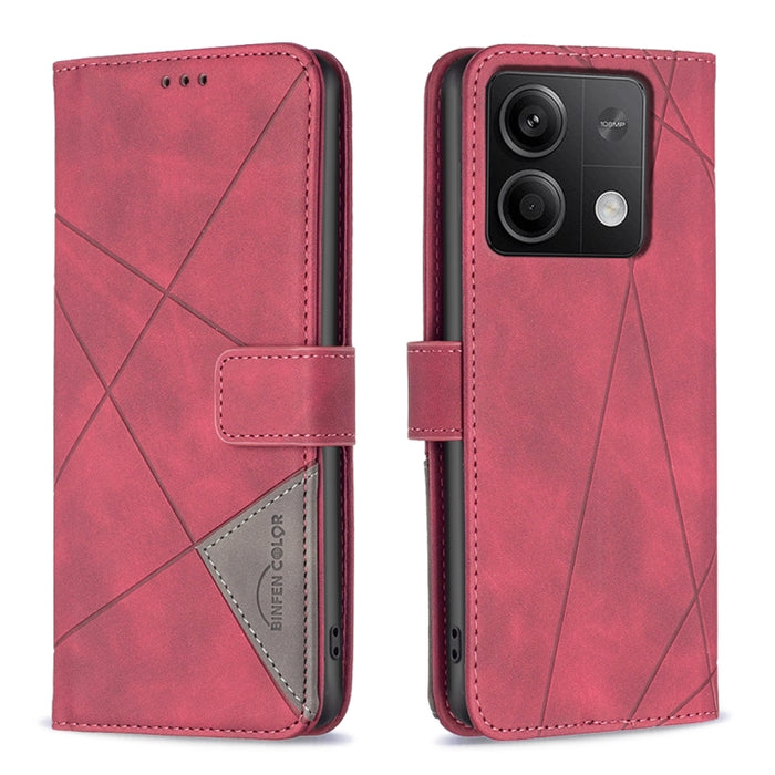 Caja de teléfono de cuero con textura de rombos con hebilla magnética, For Xiaomi Poco M6 4G / Redmi 13 4G, For Xiaomi Redmi Note 13 Pro 4G Global, For Xiaomi Poco M6 Pro 4G, For Xiaomi Redmi A3, For Xiaomi Redmi Note 13 4G Global, For Xiaomi Redmi K70...