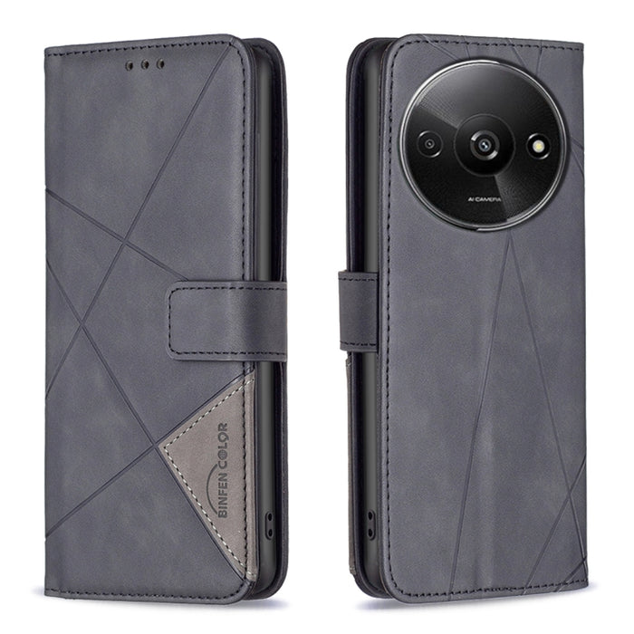 Caja de teléfono de cuero con textura de rombos con hebilla magnética, For Xiaomi Poco M6 4G / Redmi 13 4G, For Xiaomi Redmi Note 13 Pro 4G Global, For Xiaomi Poco M6 Pro 4G, For Xiaomi Redmi A3, For Xiaomi Redmi Note 13 4G Global, For Xiaomi Redmi K70...