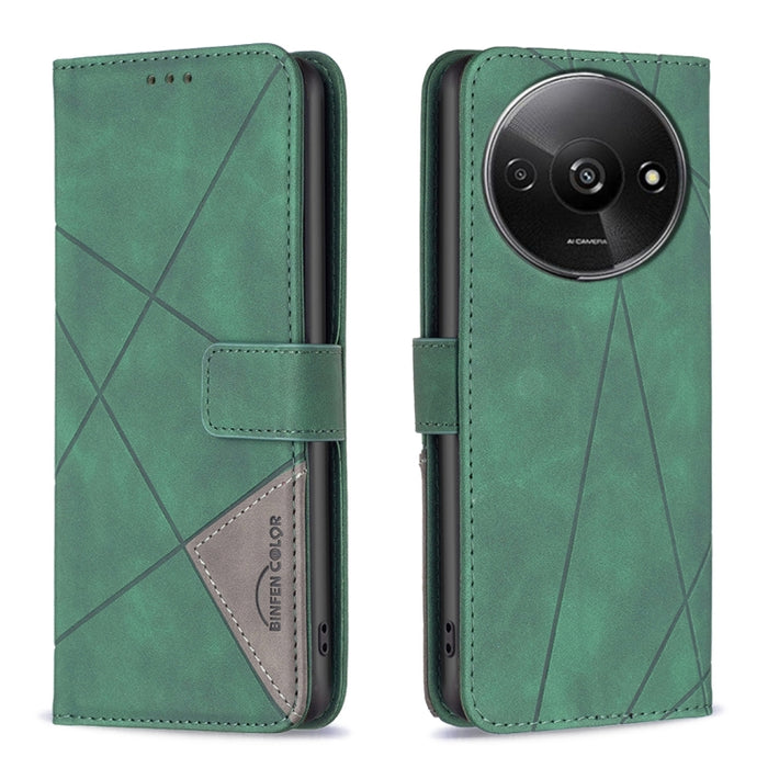 Caja de teléfono de cuero con textura de rombos con hebilla magnética, For Xiaomi Poco M6 4G / Redmi 13 4G, For Xiaomi Redmi Note 13 Pro 4G Global, For Xiaomi Poco M6 Pro 4G, For Xiaomi Redmi A3, For Xiaomi Redmi Note 13 4G Global, For Xiaomi Redmi K70...
