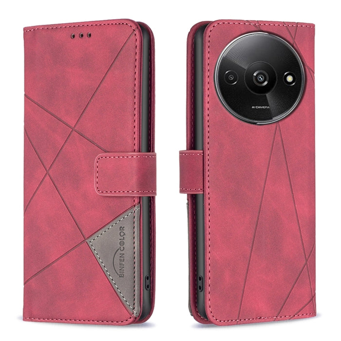 Caja de teléfono de cuero con textura de rombos con hebilla magnética, For Xiaomi Poco M6 4G / Redmi 13 4G, For Xiaomi Redmi Note 13 Pro 4G Global, For Xiaomi Poco M6 Pro 4G, For Xiaomi Redmi A3, For Xiaomi Redmi Note 13 4G Global, For Xiaomi Redmi K70...