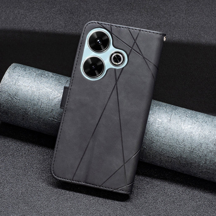 Caja de teléfono de cuero con textura de rombos con hebilla magnética, For Xiaomi Poco M6 4G / Redmi 13 4G, For Xiaomi Redmi Note 13 Pro 4G Global, For Xiaomi Poco M6 Pro 4G, For Xiaomi Redmi A3, For Xiaomi Redmi Note 13 4G Global, For Xiaomi Redmi K70...